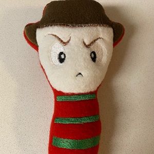 Freddy Elm Street baby rattle, soft, safe, Horror